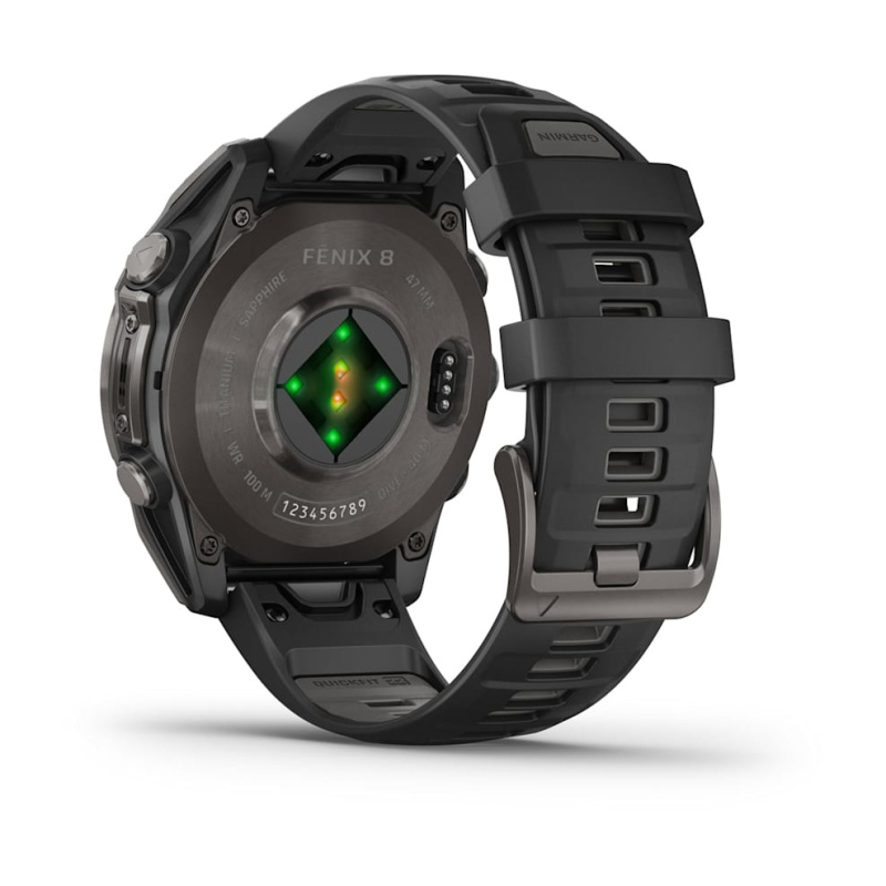 Garmin Fenix 8 - 47 мм AMOLED | SAPPHIRE | Carbon grey DLC titanium with Black/pebble grey silicone band