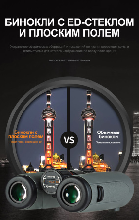 Бинокль Eyeskey SkyPower Flat-Field ED-10x42 серый EyeS-B129GS от прозводителя Eyeskey
