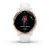 Garmin Venu 2s - 40 мм Премиум-функции | Rose Gold Stainless Steel Bezel with White Case and Silicone Band
