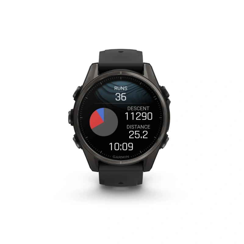 Garmin Fenix 8 - 43 мм AMOLED | Sapphire | Carbon grey DLC titanium with Black/pebble grey silicone band