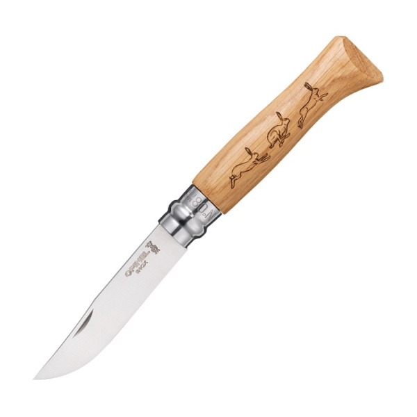 Нож Opinel №8 Animalia, нержавеющая сталь, рукоять дуб, гравировка заяц, 001623 001623 от прозводителя Opinel