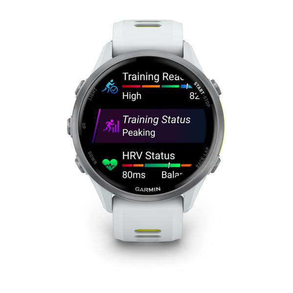Garmin Forerunner 970 - | Titanium with Whitestone Case and Whitestone/Translucent Amp Yellow Band