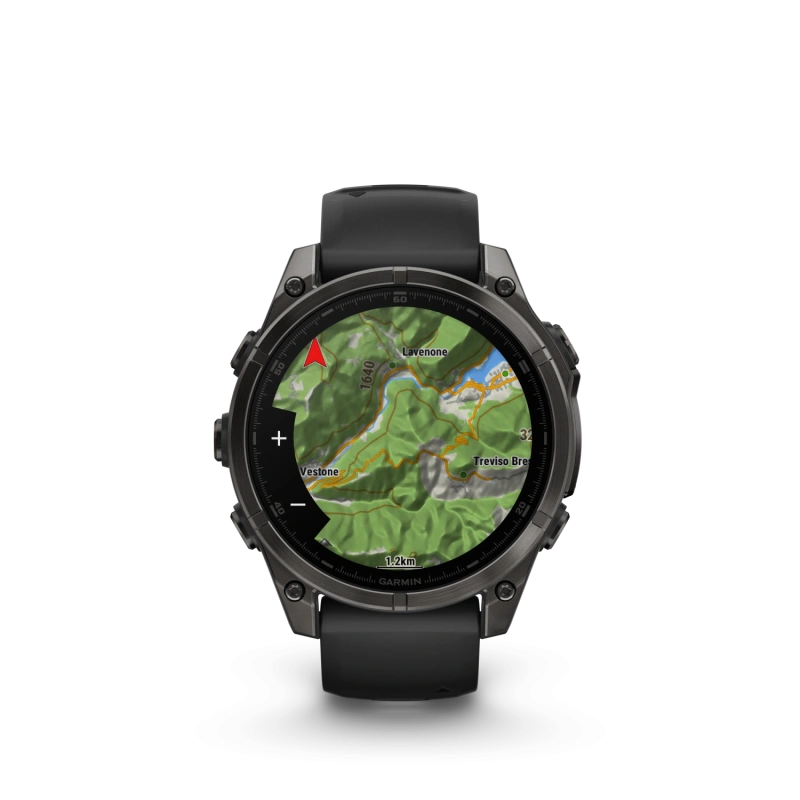 Garmin Fenix 8 - 47 мм AMOLED | SAPPHIRE | Carbon grey DLC titanium with Black/pebble grey silicone band