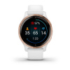 Garmin Venu 2s - 40 мм Премиум-функции | Rose Gold Stainless Steel Bezel with White Case and Silicone Band