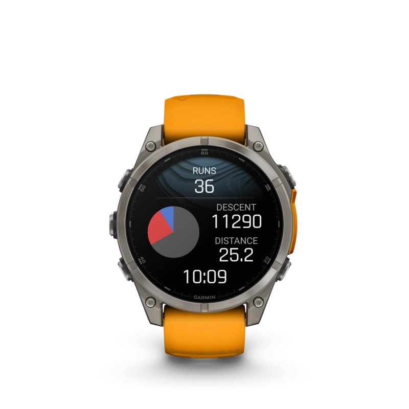 Garmin Fenix 8 - 47 мм AMOLED | SAPPHIRE | Titanium with Spark orange/graphite silicone band