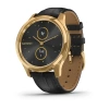 Garmin Vivomove Luxe - 42 мм | 24K gold PVD stainless steel case with black embossed Italian leather band