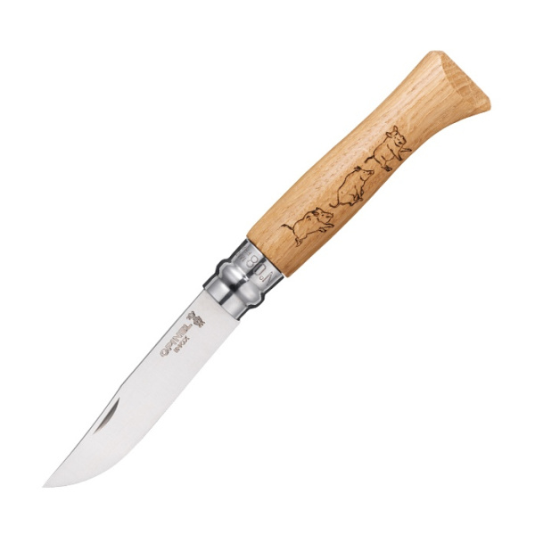 Нож Opinel №8 Animalia, нержавеющая сталь, рукоять дуб, гравировка кабан, 001624 001624 от прозводителя Opinel