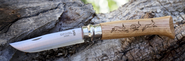 Нож Opinel №8 Animalia, нержавеющая сталь, рукоять дуб, гравировка заяц, 001623 001623 от прозводителя Opinel