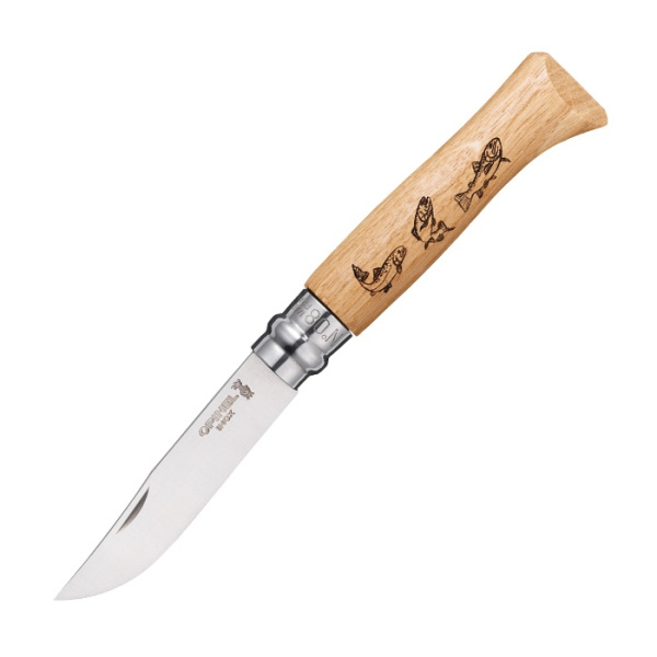 Нож Opinel №8 Animalia, нержавеющая сталь, рукоять дуб, гравировка форель, 001625 001625 от прозводителя Opinel